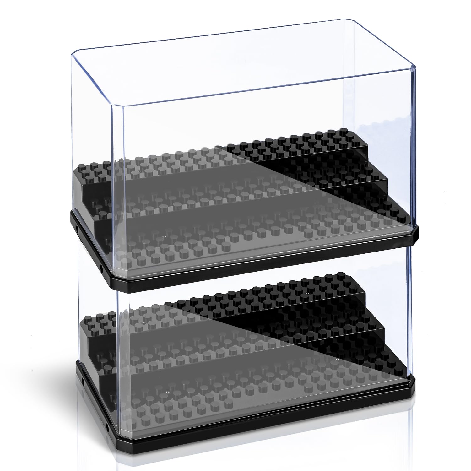 Lego Minifigure Holder - กล่องอะคริลิคสำหรับจัดแสดงมินิฟิกเกอร์ แบบซ้อนได้ ป้องกันฝุ่น สำหรับเก็บของเล่นตัวต่อเลโก้และแอคชั่นฟิกเกอร์