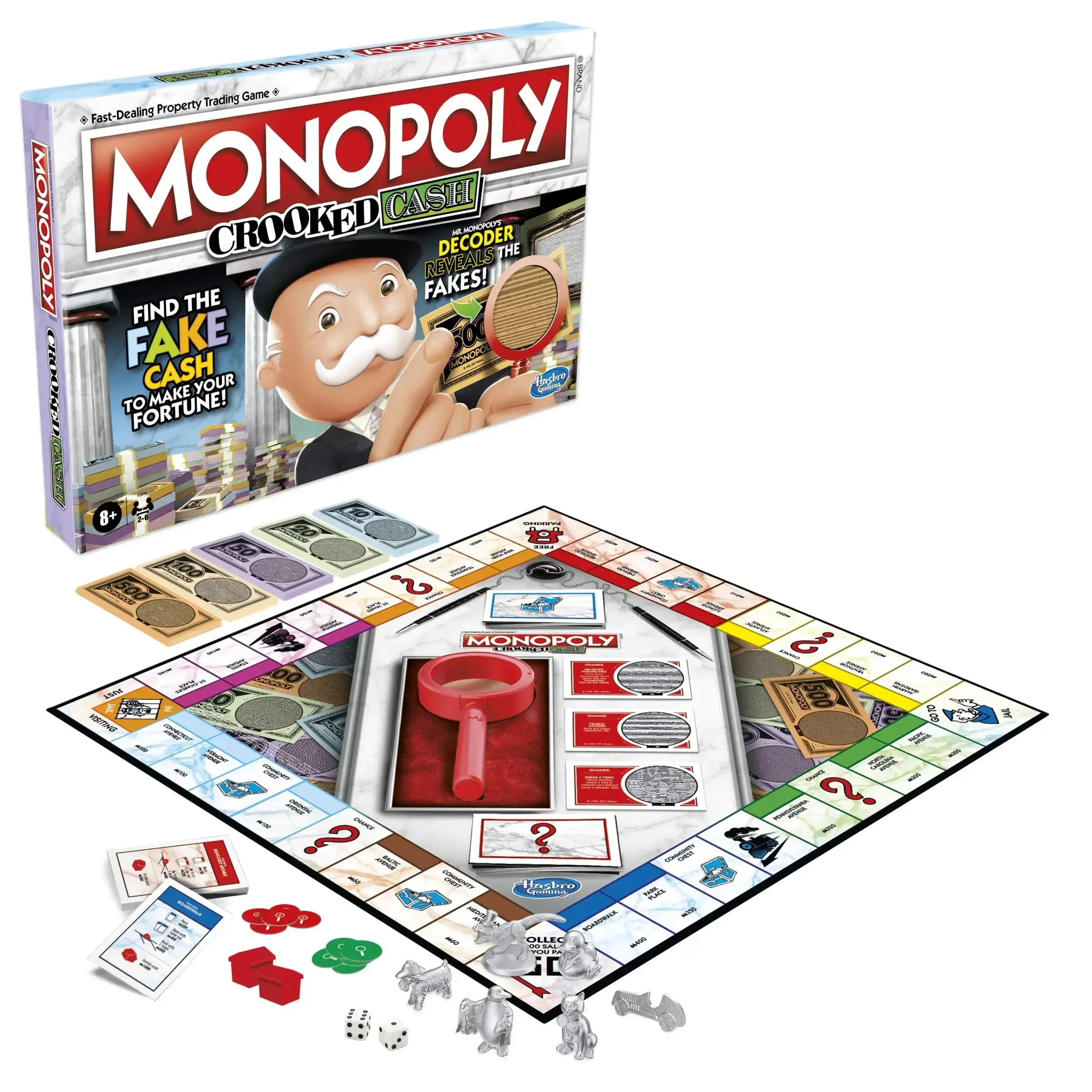 Hasbro Game Monopoly - เกมกระดาน Hasbro Monopoly Crooked Cash สำหรับครอบครัว